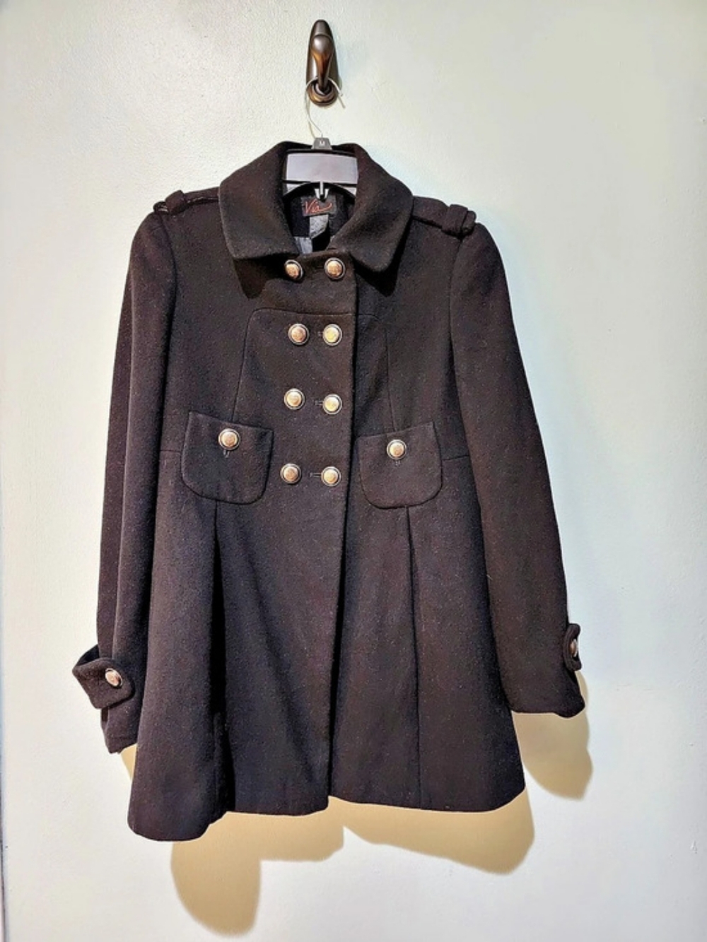 Pea Coat--Black--size Medium